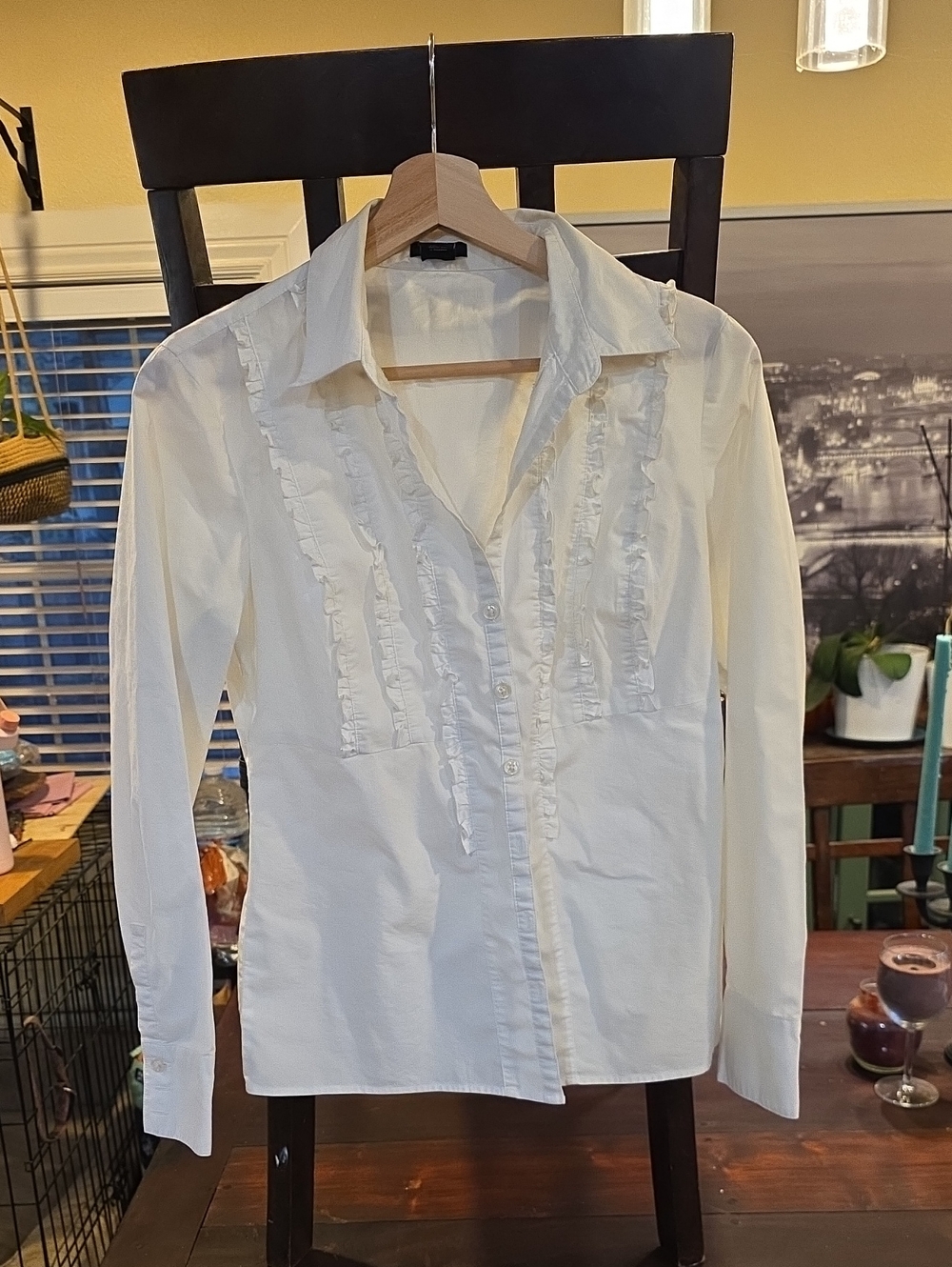 Ann Taylor Ruffle Button-Down Blouse
